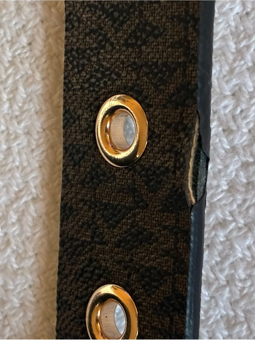 Michael Kors Brown MK Monogram Belt with Gold Hardware